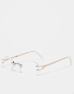 Sunglasses*DESIGN 90'S Rimless Fashion Glasses With Lens Clear