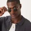 Sunglasses*DESIGN 90S Round Metal Sunglasses With Smoke Lens In Gold