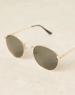 Sunglasses*DESIGN 90S Round Metal Sunglasses With Smoke Lens In Gold
