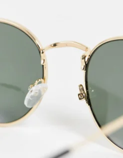 Sunglasses*DESIGN 90S Round Metal Sunglasses With Smoke Lens In Gold