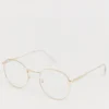 Sunglasses*DESIGN 90S Round Metal Sunglasses With Clear Lens In Gold