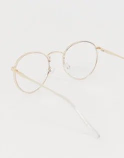 Sunglasses*DESIGN 90S Round Metal Sunglasses With Clear Lens In Gold