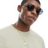 Sunglasses*DESIGN 90S Round Metal Sunglasses With Smoke Lens In Gunmetal Grey