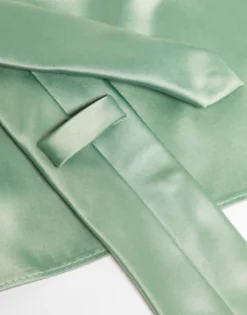 Ties*DESIGN Satin Slim Tie And Pocket Square In Sage Green Light Green