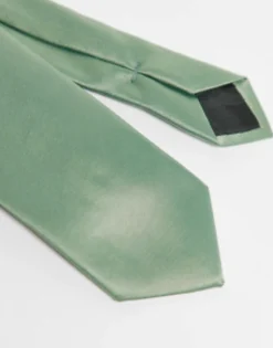 Ties*DESIGN Satin Slim Tie And Pocket Square In Sage Green Light Green