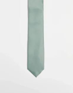 Ties*DESIGN Satin Tie In Sage Green Mid Green