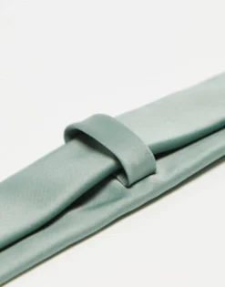 Ties*DESIGN Satin Tie In Sage Green Mid Green