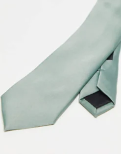 Ties*DESIGN Satin Tie In Sage Green Mid Green