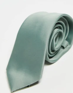 Ties*DESIGN Satin Tie In Sage Green Mid Green