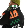 Scarves*DESIGN Scarf With Football Inspired In Multicolour Orange