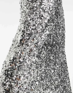Skirts*DESIGN Sequin Bias Midi Skirt In Silver