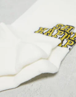 Gifts*DESIGN Shit Happens Slogan Socks In White