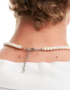 Gifts*DESIGN Short 6Mm Glass Faux Pearl Necklace In White