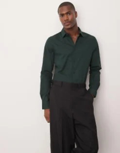 Suits & Tailoring*DESIGN Skinny Fit Shirt In Deep Pine Green