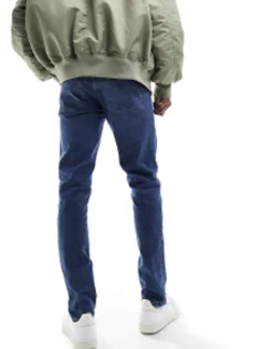 Tall*DESIGN Skinny Jeans In Vintage Dark Blue Dark Wash Blue