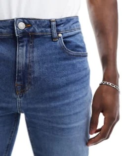 Tall*DESIGN Skinny Jeans In Vintage Dark Blue Dark Wash Blue