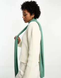 Scarves*DESIGN Skinny Knit Scarf In Dark Sage
