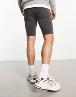Shorts*DESIGN Skinny Regular Length Denim Shorts In Wash Black