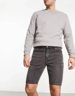 Shorts*DESIGN Skinny Regular Length Denim Shorts In Wash Black