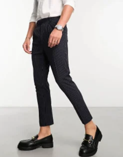 Suits & Tailoring*DESIGN Skinny Smart Trousers In Pin Stripe Navy