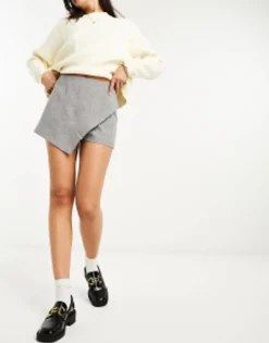 Shorts*DESIGN Skort In Crepe Grey