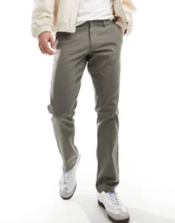 Tall*DESIGN Slim Chinos In Charcoal