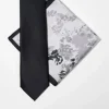 Ties*DESIGN Slim Tie In Black And Grey Floral Multi