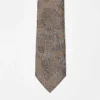 Ties*DESIGN Slim Tie In Botanical Jacquard Brown