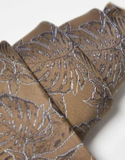 Ties*DESIGN Slim Tie In Botanical Jacquard Brown