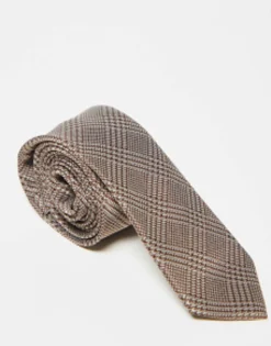 Ties*DESIGN Slim Tie In Check Brown