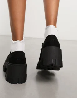 Loafers*DESIGN Sloane Chunky Mid Heeled Loafers In Black