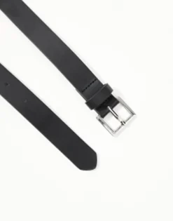 Belts*DESIGN Smart Faux Leather Skinny Belt With Silver Buckle In Black