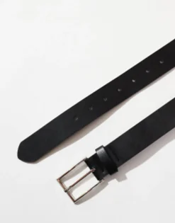 Belts*DESIGN Smart Faux Leather Belt With Silver Buckle In Black