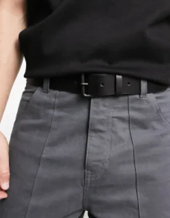 Belts*DESIGN Smart Leather Belt With Matte Buckle In Black