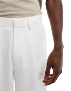Trousers & Chinos*DESIGN Smart Oversized Tapered Fit Trousers In White