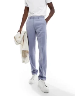 Trousers & Chinos*DESIGN Smart Slim Fit Trousers In Mid Blue
