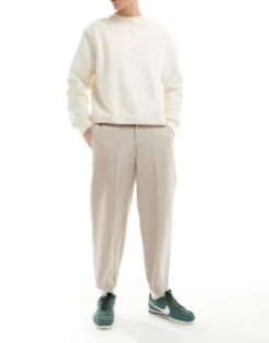 Trousers & Chinos*DESIGN Smart Wide Leg Joggers In Stone
