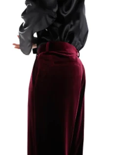Trousers & Chinos*DESIGN Smart Wide Leg Trousers In Velvet Burgundy