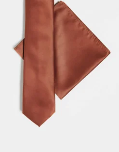 Ties*DESIGN Standard Tie And Pocket Square In Light Brown