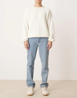 Tall*DESIGN Straight Leg Jeans In Mid Wash Blue