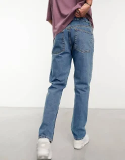 Tall*DESIGN Stretch Slim Jeans In Mid Wash Blue Light Wash Blue