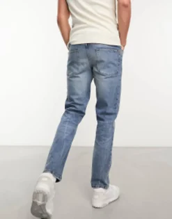 Tall*DESIGN Stretch Slim Jeans In Vintage Light Wash Light Wash Blue