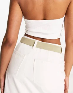 Belts*DESIGN Suede Link Buckle Belt In Khaki