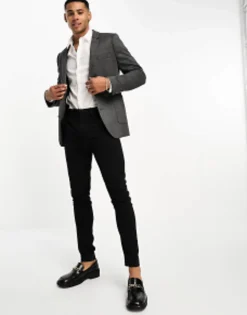 Suits & Tailoring*DESIGN Super Skinny Jersey Blazer In Charcoal