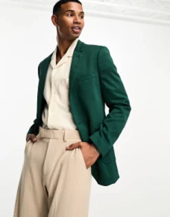 Suits & Tailoring*DESIGN Super Skinny Jersey Blazer In Forest Green Dark Green