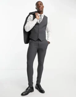 Suits & Tailoring*DESIGN Super Skinny Suit Waistcoat In Charcoal