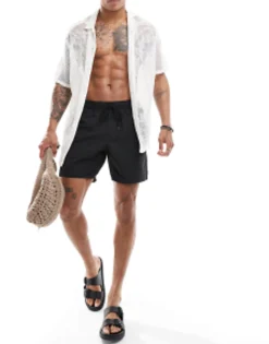 Swimwear*DESIGN Swim Shorts In Mid Length In Black