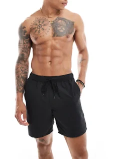 Swimwear*DESIGN Swim Shorts In Mid Length In Black