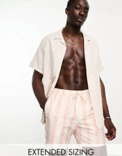 Swimwear*DESIGN Swim Shorts In Mid Length In Pink Stripe Multi