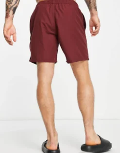 Swimwear*DESIGN Swim Shorts In Mid Length In Burgundy